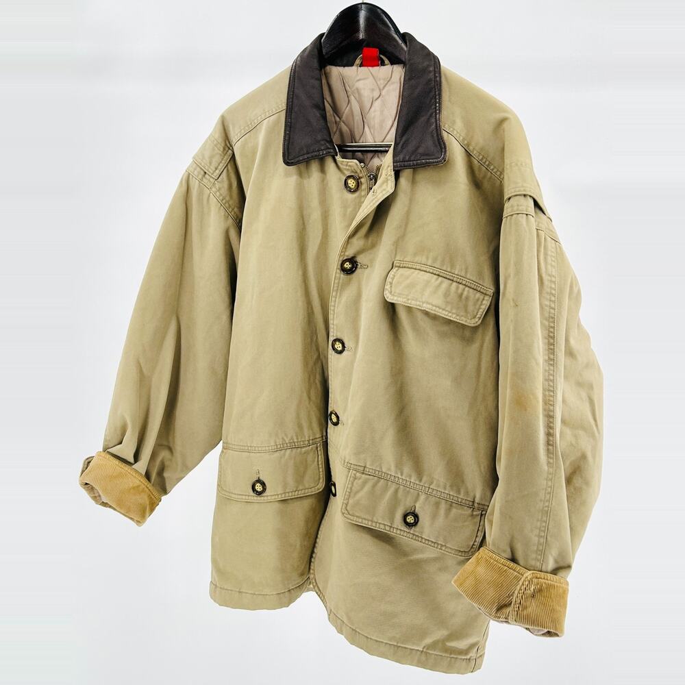 Vintage Tex Khaki Workwear Contrast Collar Quilted Lined Field Barn Jacket